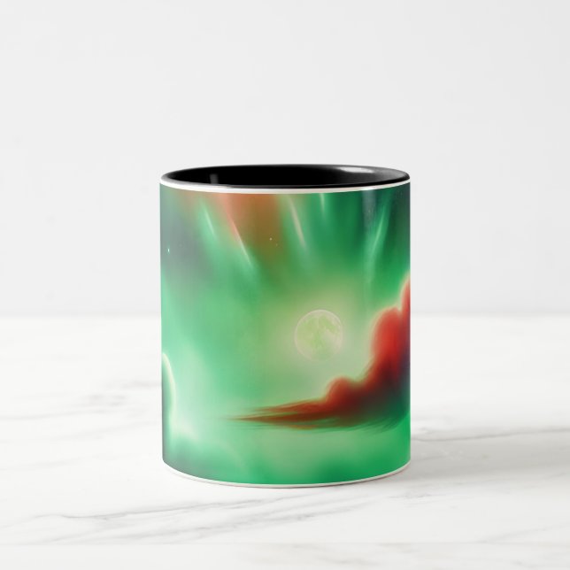 green sky Two-Tone coffee mug (Center)