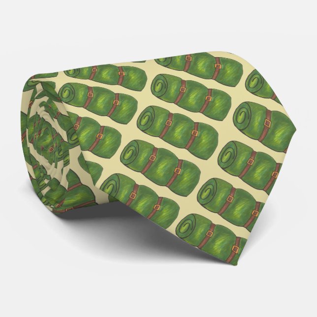 Green Sleeping Bag Roll Camping Camp Hiking Tie (Rolled)