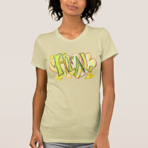 Green Sleeved Inspirational Word Heal Art Shirt