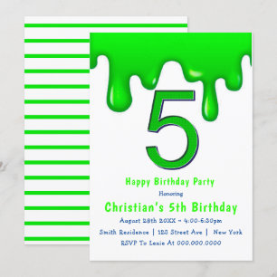 Green Slime 5e anniversaire Invitations