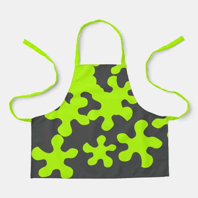 green slime charcoal grey fun apron (Front)