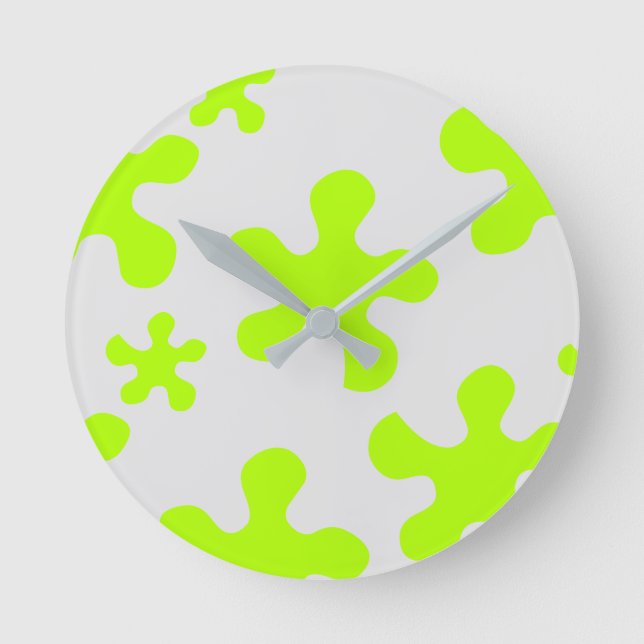 green slime grey fun kids wall round clock (Front)