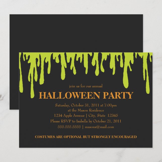 Green Slime Invitation (Front/Back)