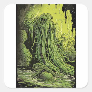 Green Slime Monster Square Sticker