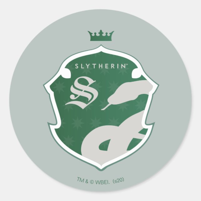 Green SLYTHERIN™ Outlined Crowned Crest Classic Round Sticker (Front)