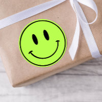 Green Smiley One Happy Dude/Gal Birthday Stickers