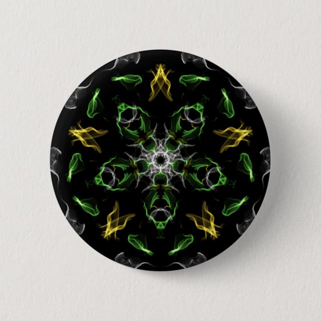 Green Smoke Mandala Design 2 Inch Round Button (Front)