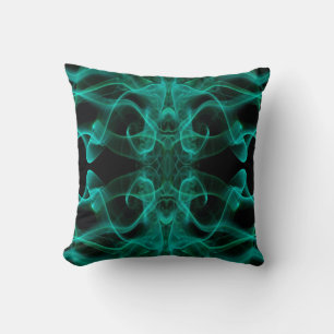 Green Smoke Symmetrical Minimalist Black Throw Pillow