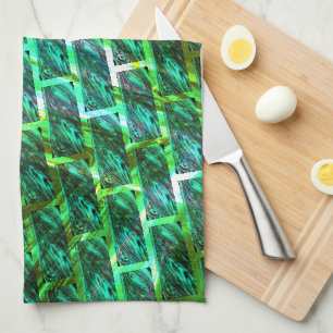 Green smudgy, scratched, grid or different brick? kitchen towel