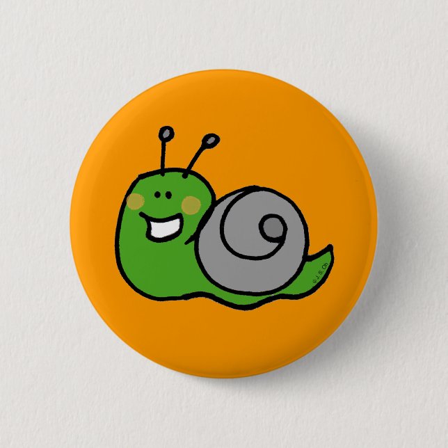 Green snail 2 inch round button (Front)