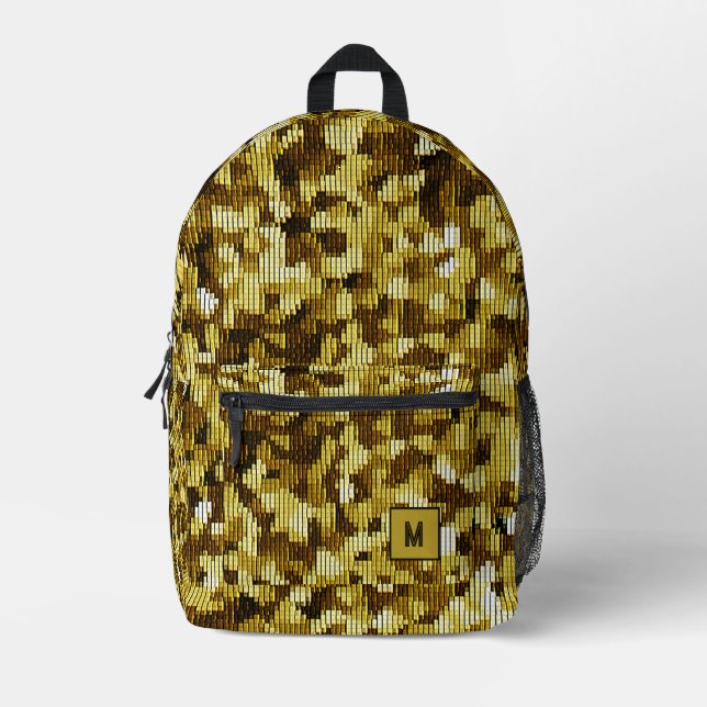Green snake digital camo futuristic  printed backpack (Front)