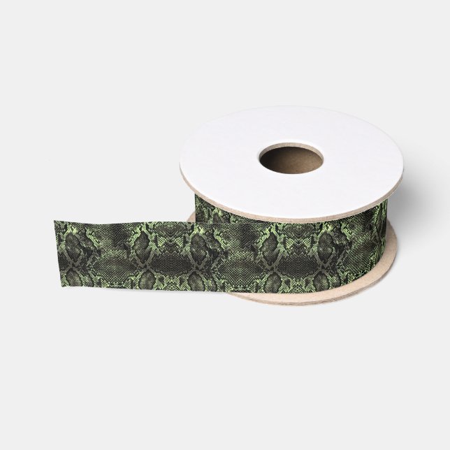 Green Snake print Grosgrain Ribbon (Spool)