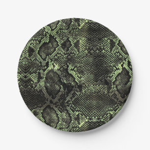 Green Snake print Paper Plate