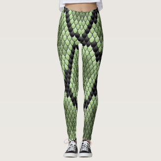 Green Snake Scales Pattern Reptile Texture Graphic Leggings