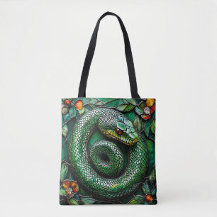 Green Snake Stylish Serpent Animal Print Tote Bag