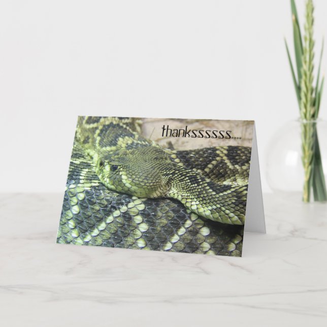 Green Snake Thank You notes, personalize text Card (Front)