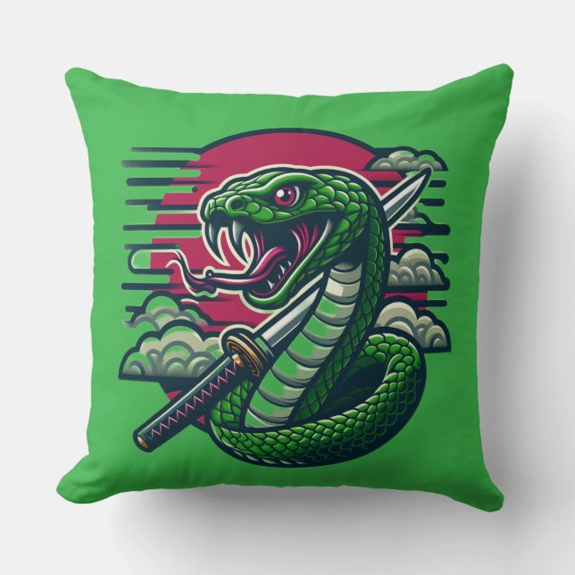 Green snake throw pillow (Front)