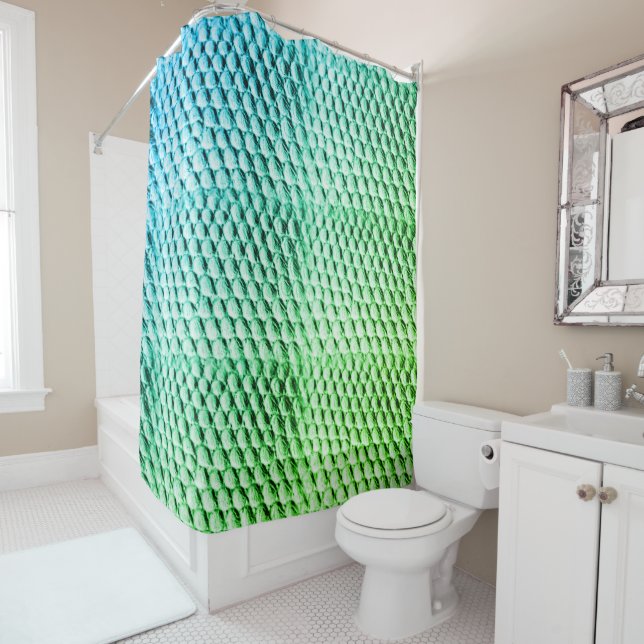Green Snakeskin Shower Curtain (In Situ)