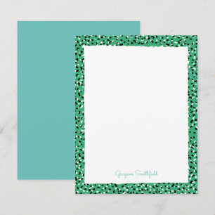Green Snow Leopard Print Personal Stationery Card