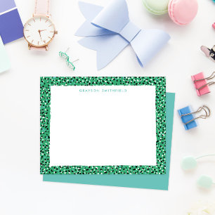 Green Snow Leopard Print Personal Stationery Card