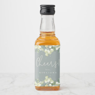 Green Snowberry+Eucalyptus Bachelorette Party Mini Liquor Bottle Label