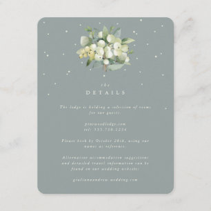 Green Snowberry+Eucalyptus Bouquet Wedding Details Enclosure Card