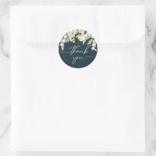 Green Snowberry+Eucalyptus Christmas Thank You Classic Round Sticker