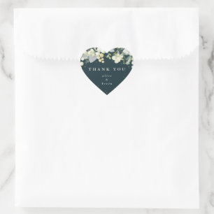 Green Snowberry+Eucalyptus Christmas Thank You Heart Sticker
