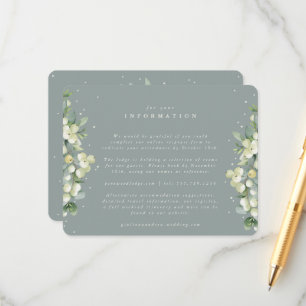 Green Snowberry+Eucalyptus Edged Wedding Info Enclosure Card