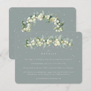 Green Snowberry+Eucalyptus Garland Wedding Details Enclosure Card