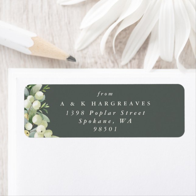 Green Snowberry+Eucalyptus Holiday Return Address (Insitu)