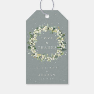 Green Snowberry+Eucalyptus Wedding Love & Thanks Gift Tags