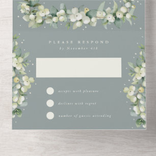 Green Snowberry+Eucalyptus Wedding Reception Only All In One Invitation