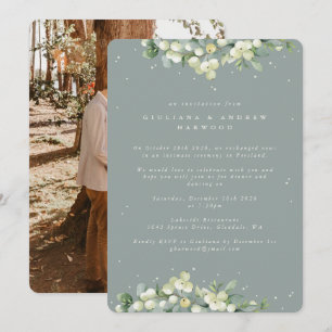 Green Snowberry+Eucalyptus Wedding Reception Photo Invitation