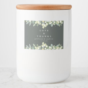 Green Snowberry+Eucalyptus Winter Wedding Favour Food Label