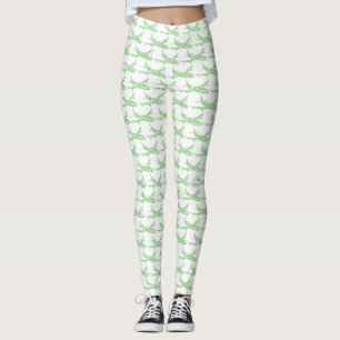 Green Snowflake Airplane -  Leggings