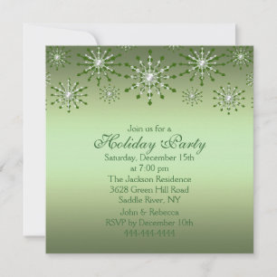 Green Snowflake Fête Invitation