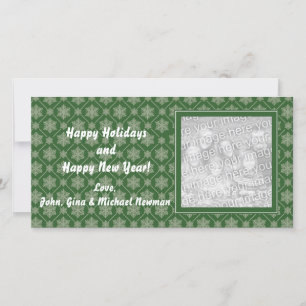 Green Snowflake Holiday Photo Cards