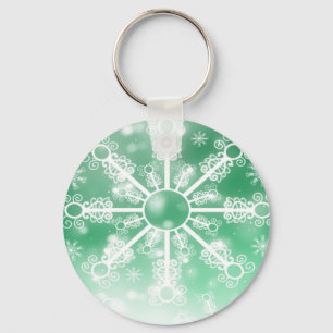 Green Snowflake Keychain