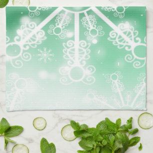 Green Snowflake Kitchen Towel