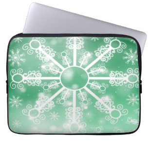 Green Snowflake Laptop Sleeve