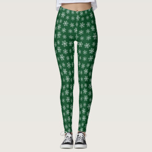 Green Snowflake Leggings