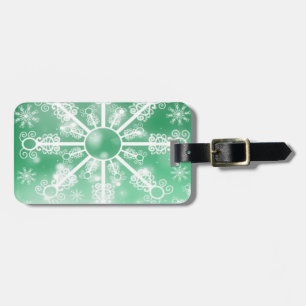 Green Snowflake Luggage Tag