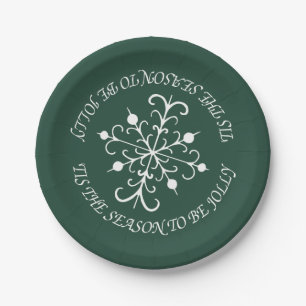 Green Snowflake Paper Plates