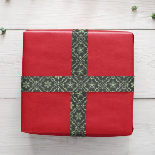 Green Snowflake Pattern Christmas Satin Ribbon