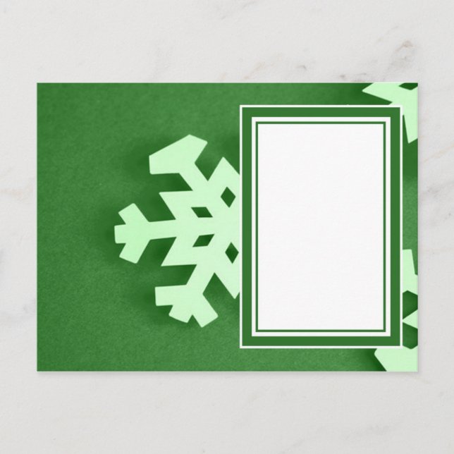 Green Snowflake Postcard (Front)