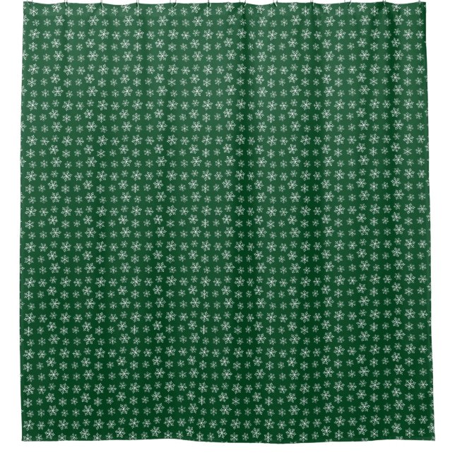 Green Snowflake Shower Curtain (Front)