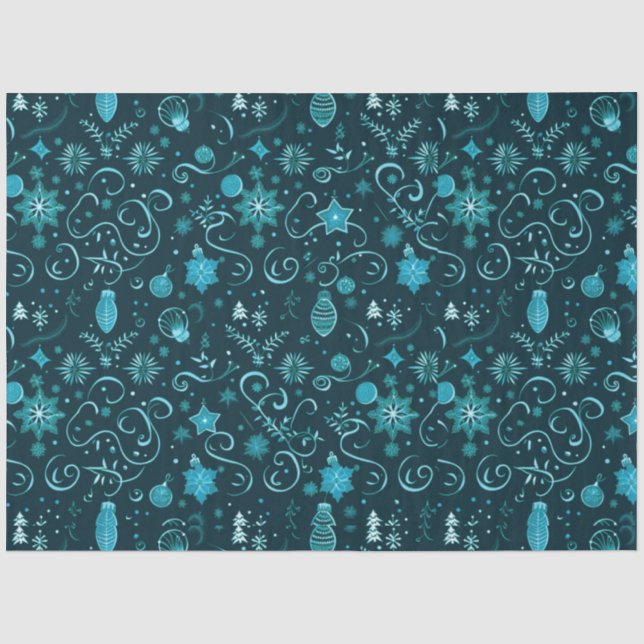 Green Snowflakes Christmas Ornaments Christmas Tissue Paper (Front)