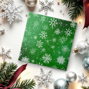 Green Snowflakes Pattern Festive Winter Holiday Tile