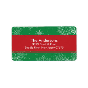 Green Snowflakes Winter Holiday Return Address Label